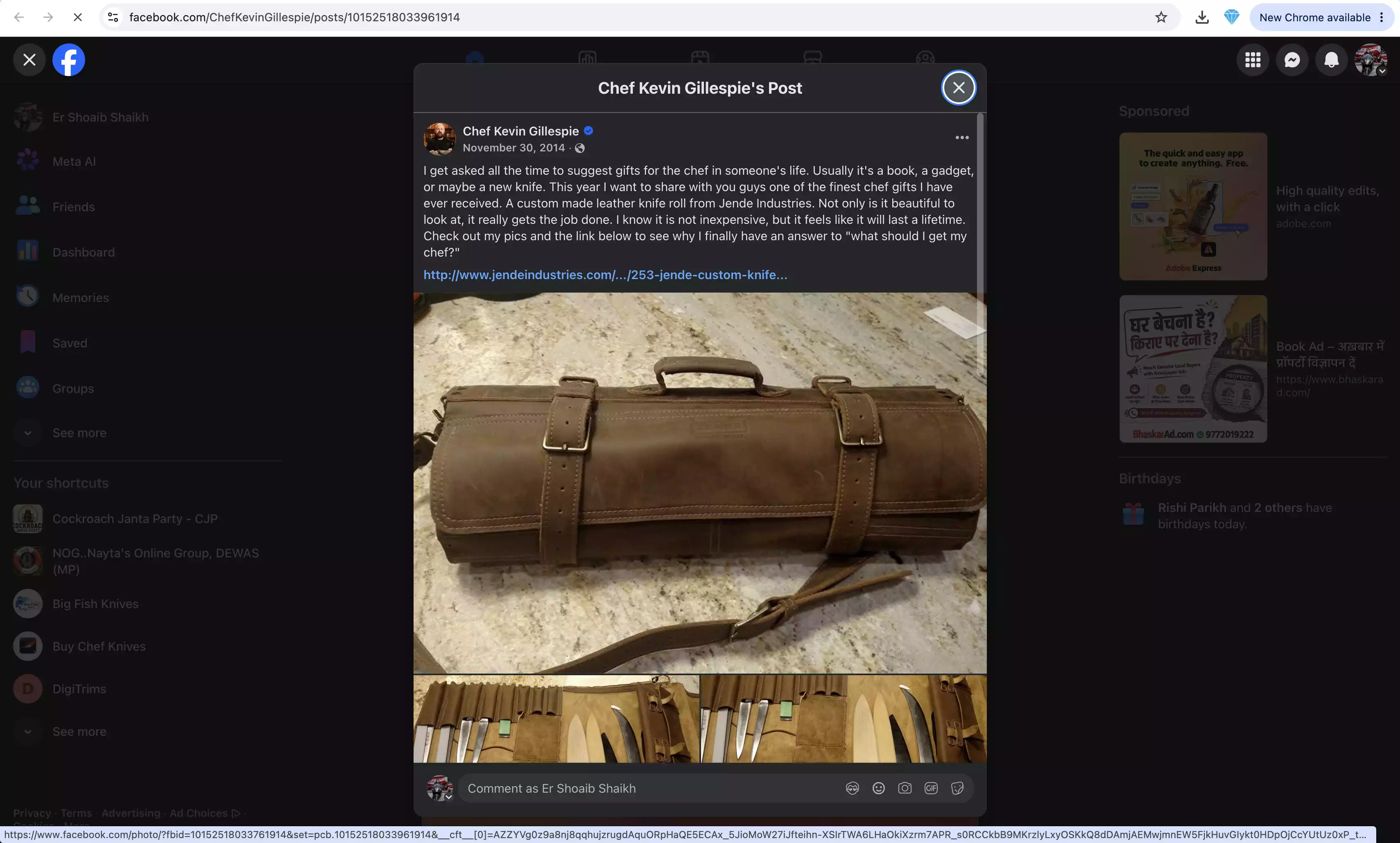Celebrity Chef Kevin Gillespie Reviews the Jende Custom Leather Knife Roll